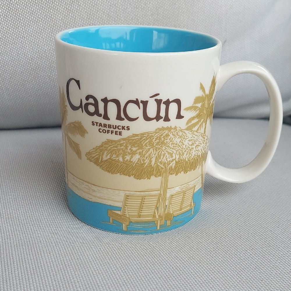 Starbucks Cancun Blue and Tan Mug